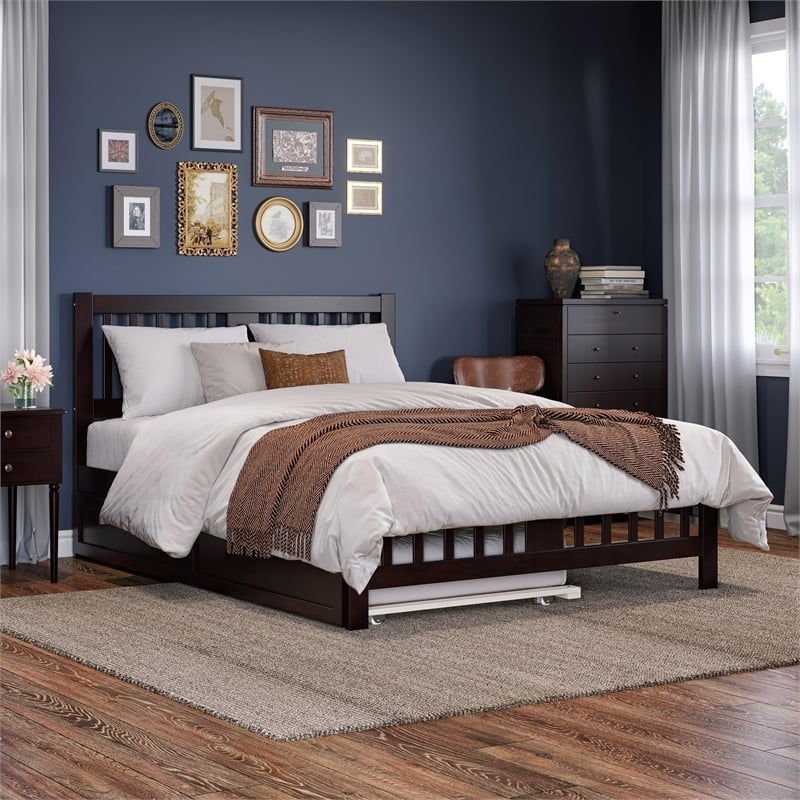 AFI Tahoe Solid Wood Queen with Footboard and Twin XL Trundle in Espresso