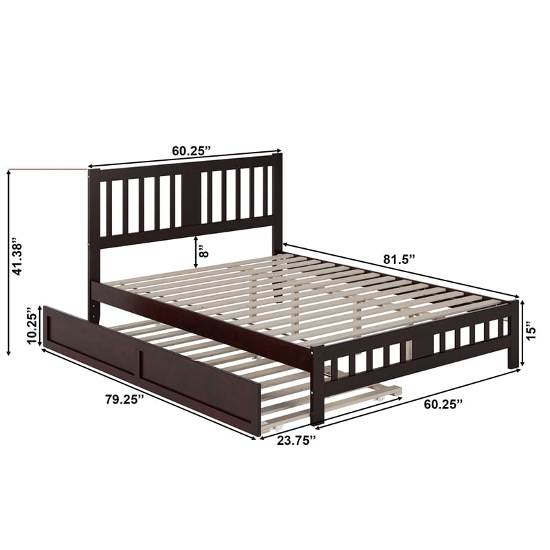AFI Tahoe Solid Wood Queen with Footboard and Twin XL Trundle in Espresso