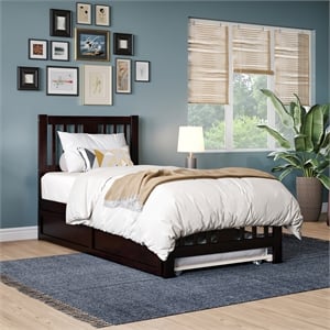 AFI Tahoe Solid Wood Twin Platform Bed with Footboard & Twin Trundle in Espresso