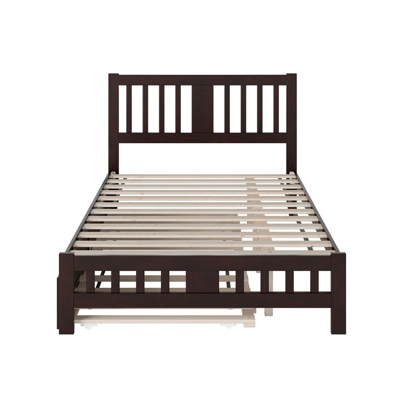 AFI Tahoe Solid Wood Twin Platform Bed with Footboard & Twin Trundle in Espresso
