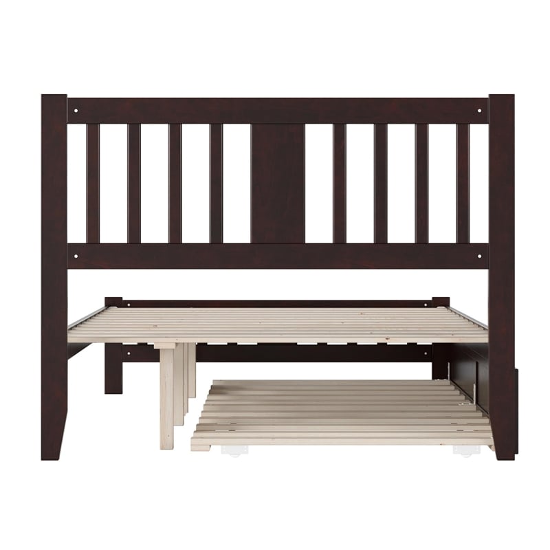 AFI Tahoe Solid Wood Twin Platform Bed with Footboard & Twin Trundle in Espresso
