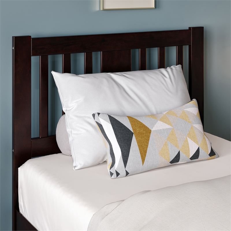 AFI Tahoe Solid Wood Twin Platform Bed with Footboard and 2 Drawers in Espresso