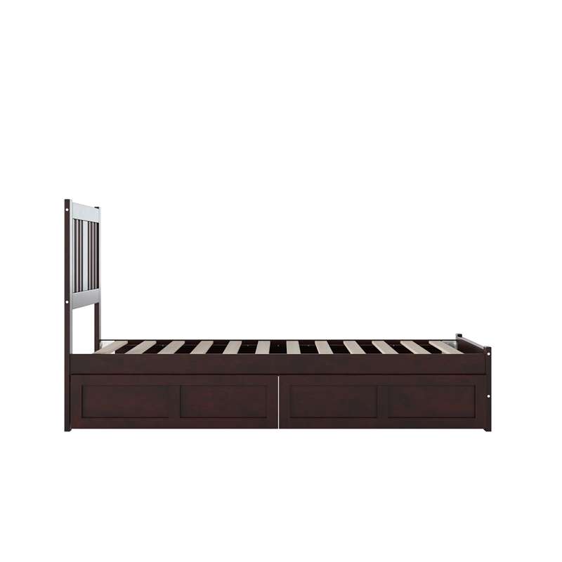 AFI Tahoe Solid Wood Twin Platform Bed with Footboard and 2 Drawers in Espresso