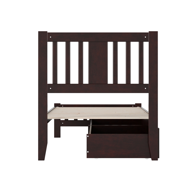 AFI Tahoe Solid Wood Twin Platform Bed with Footboard and 2 Drawers in Espresso
