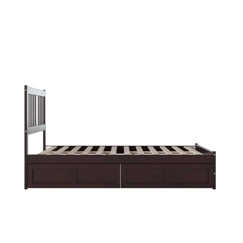 AFI Tahoe Solid Wood Twin Platform Bed with Footboard and 2 Drawers in Espresso