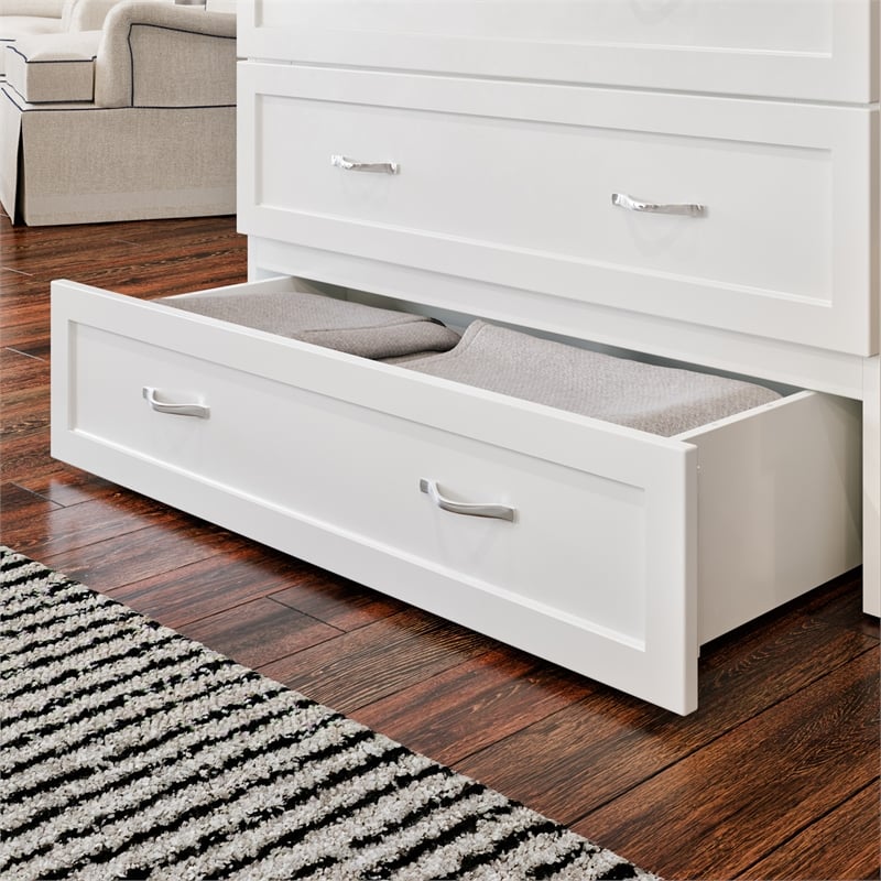 Northfield Twin XL Solid Wood Modern Murphy Bed Chest with Mattress in White