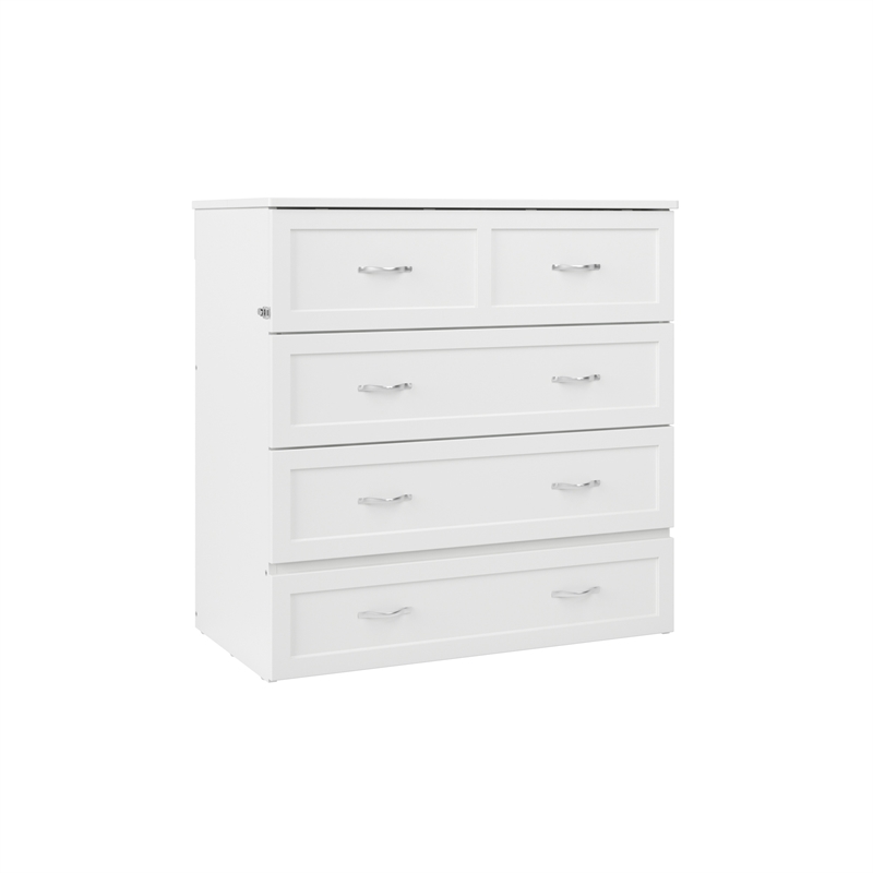Northfield Twin XL Solid Wood Modern Murphy Bed Chest with Mattress in White