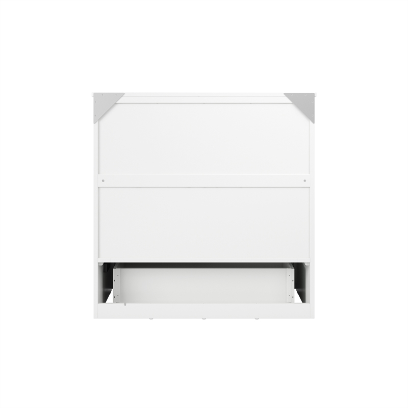 Northfield Twin XL Solid Wood Modern Murphy Bed Chest with Mattress in White