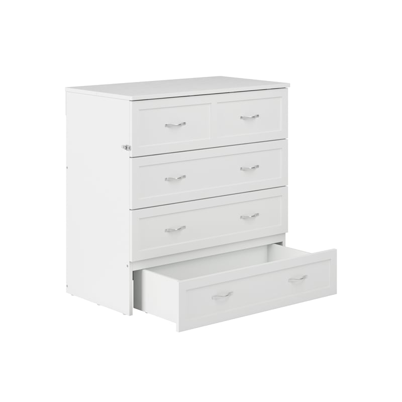 Northfield Twin XL Solid Wood Modern Murphy Bed Chest with Mattress in White