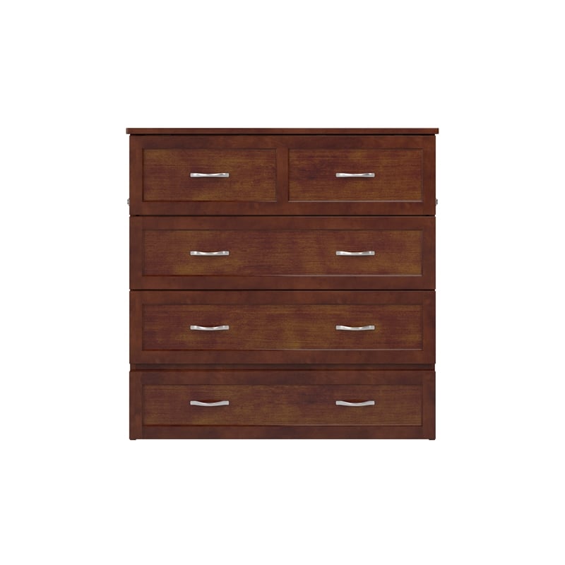 Northfield Twin XL Solid Wood Modern Murphy Bed Chest with Mattress in Walnut