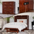 Northfield Twin XL Solid Wood Modern Murphy Bed Chest with Mattress in Walnut
