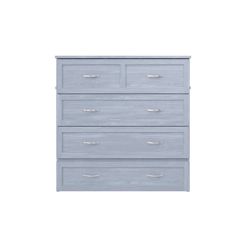 Northfield Twin XL Solid Wood Modern Murphy Bed Chest with Mattress in Driftwood