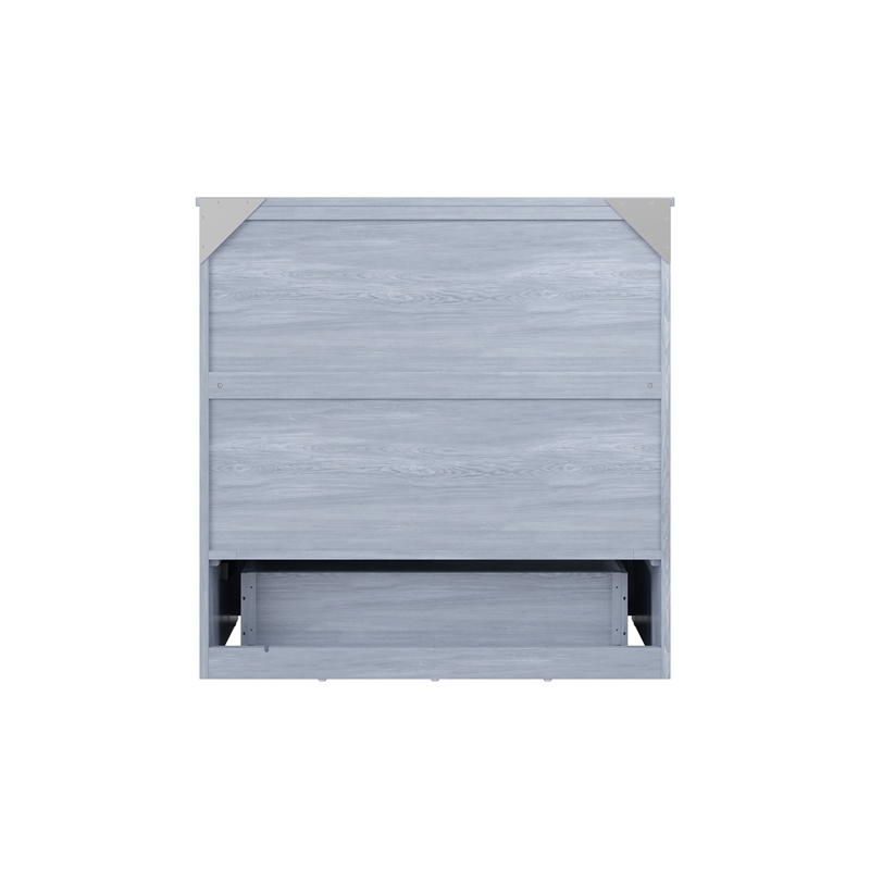 Northfield Twin XL Solid Wood Modern Murphy Bed Chest with Mattress in Driftwood