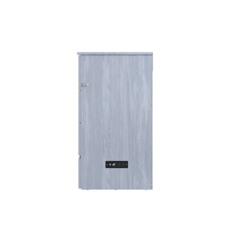 Northfield Twin XL Solid Wood Modern Murphy Bed Chest with Mattress in Driftwood