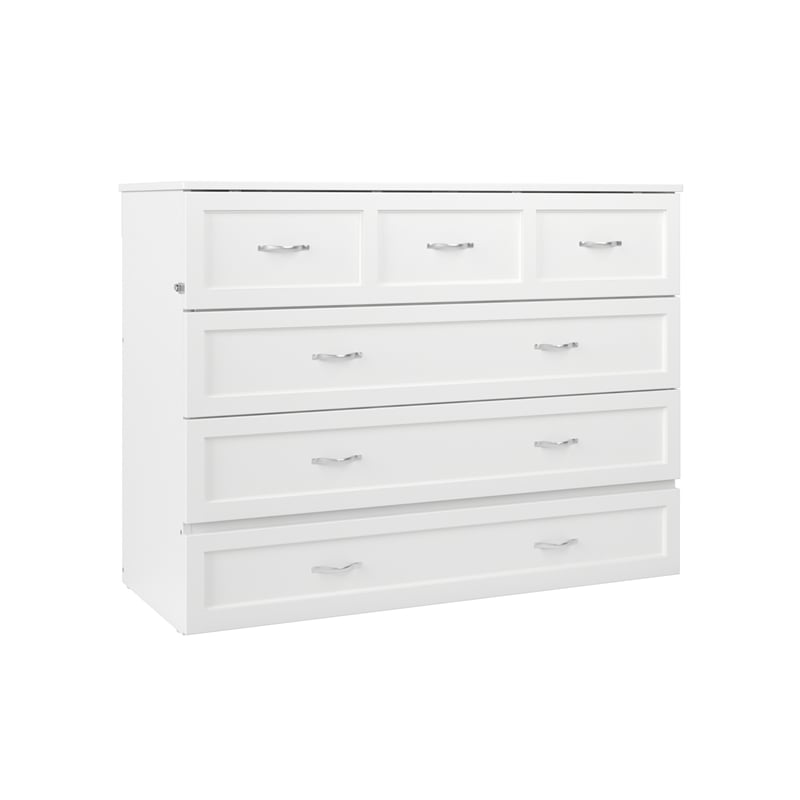 Northfield Full Solid Wood Modern Murphy Bed Chest with Mattress in White