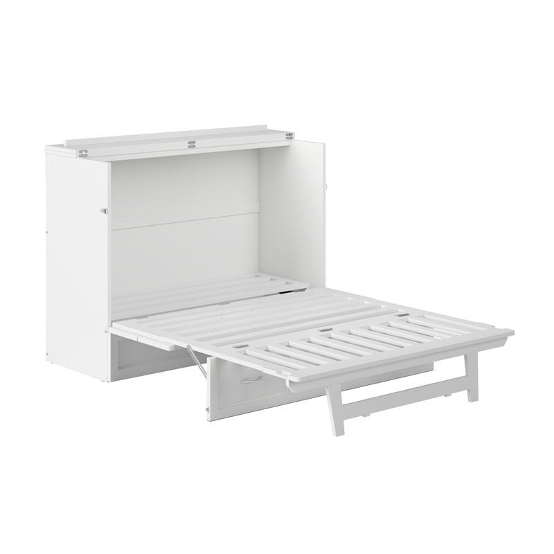Northfield Full Solid Wood Modern Murphy Bed Chest with Mattress in White
