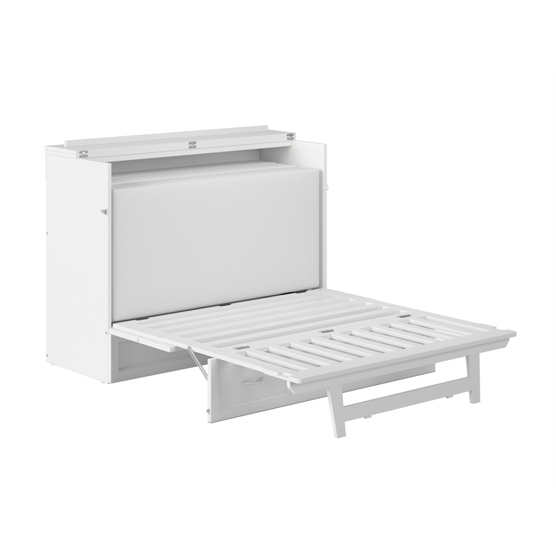 Northfield Full Solid Wood Modern Murphy Bed Chest with Mattress in White
