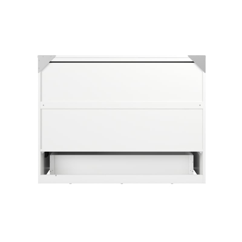 Northfield Full Solid Wood Modern Murphy Bed Chest with Mattress in White