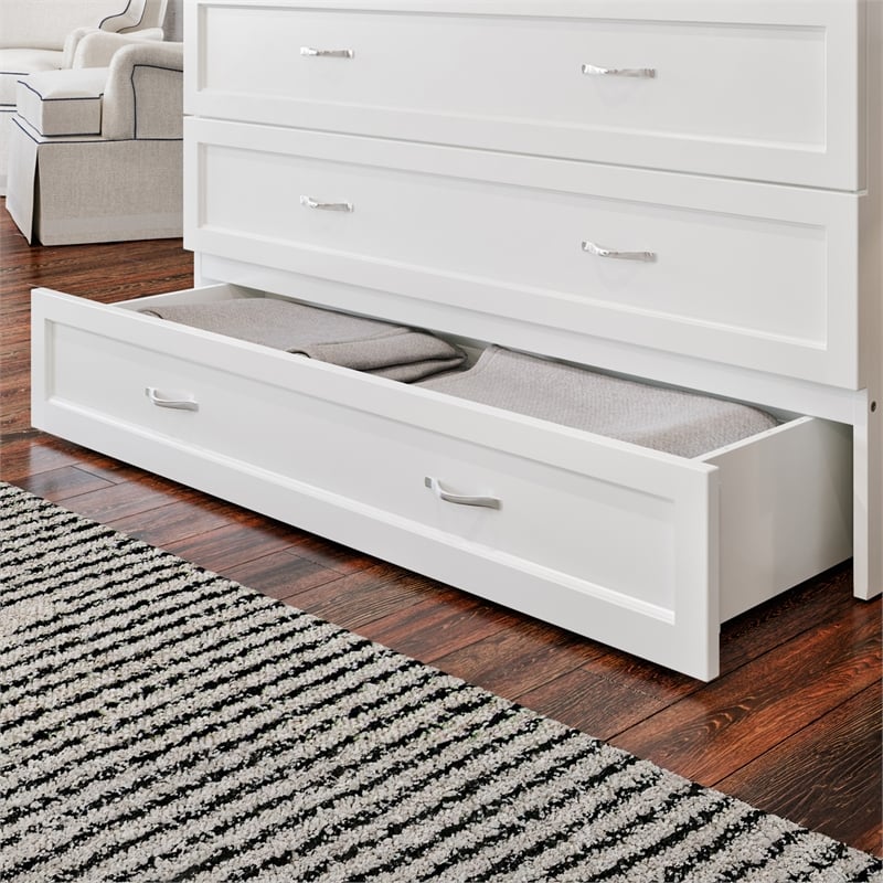 Northfield Full Solid Wood Modern Murphy Bed Chest with Mattress in White
