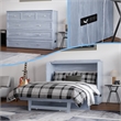 Northfield Full Solid Wood Modern Murphy Bed Chest with Mattress in Driftwood