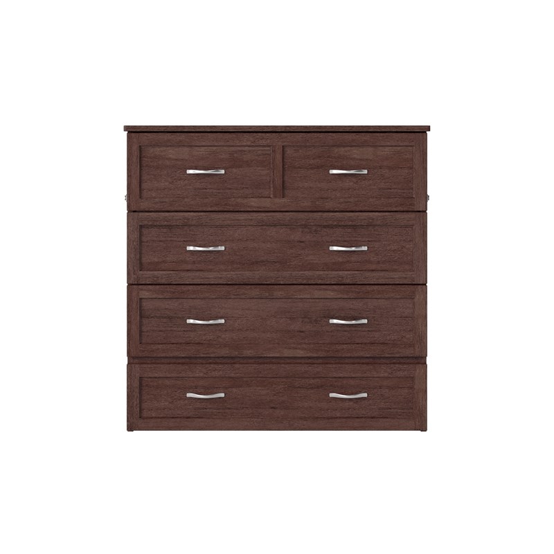 Northfield Twin XL Solid Wood Modern Murphy Bed Chest with Mattress Burnt Amber