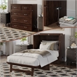 Northfield Twin XL Solid Wood Modern Murphy Bed Chest with Mattress Burnt Amber