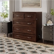 Northfield Twin XL Solid Wood Modern Murphy Bed Chest with Mattress Burnt Amber