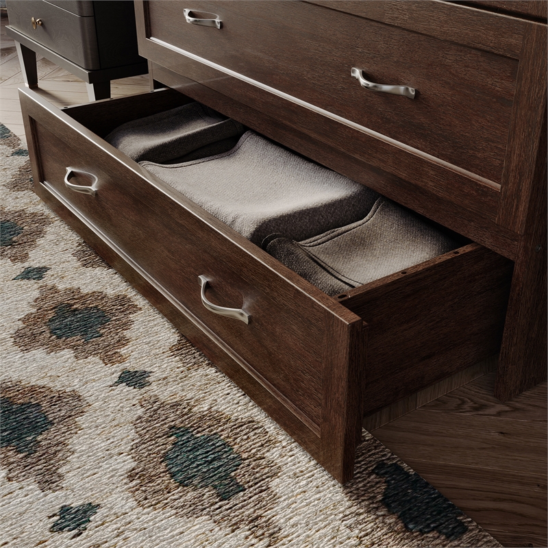 Northfield Twin XL Solid Wood Modern Murphy Bed Chest with Mattress Burnt Amber