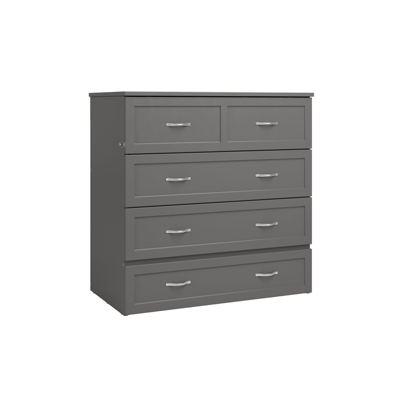 Northfield Twin XL Solid Wood Modern Murphy Bed Chest with Mattress in Gray