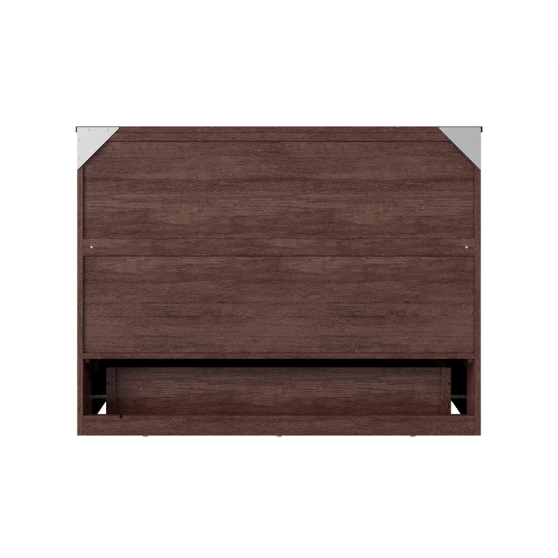 Northfield Full Solid Wood Modern Murphy Bed Chest with Mattress in Burnt Amber