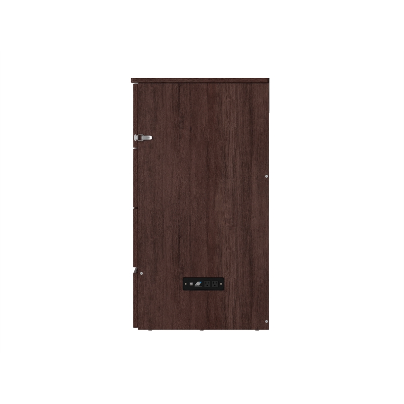 Northfield Full Solid Wood Modern Murphy Bed Chest with Mattress in Burnt Amber