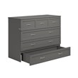 Northfield Full Solid Wood Modern Murphy Bed Chest with Mattress in Gray