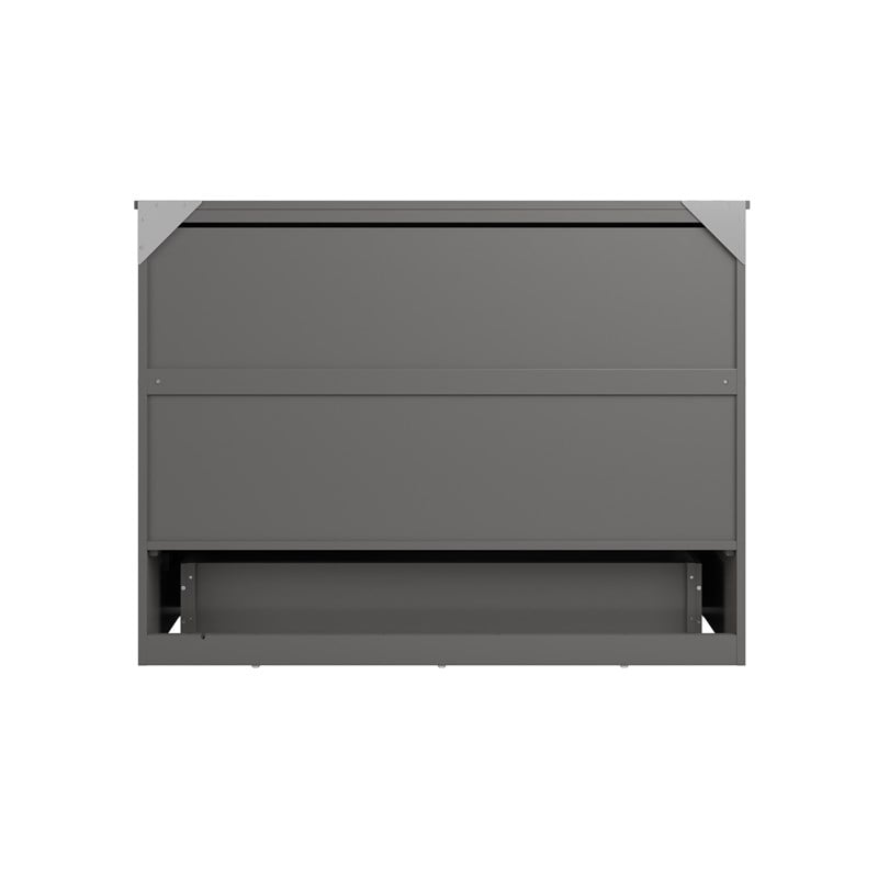Northfield Full Solid Wood Modern Murphy Bed Chest with Mattress in Gray