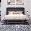 Northfield Full Solid Wood Modern Murphy Bed Chest with Mattress in Gray