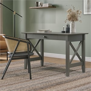 AFI 48&quot Solid Wood X Design Writing Desk with Drawer in Gray
