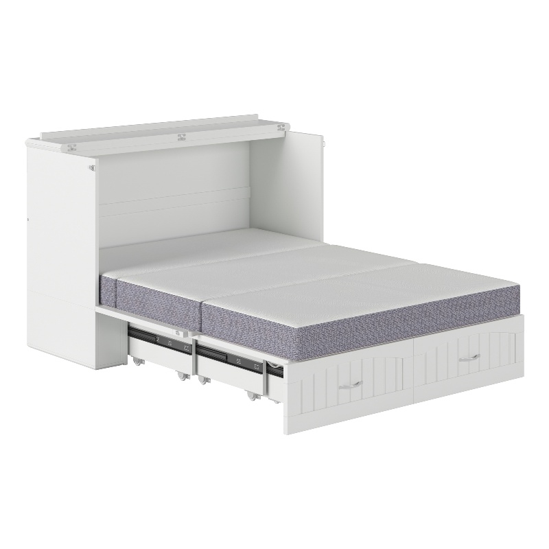 AFI Southampton Murphy Modern Solid Wood Full Bed Chest with Mattress in White