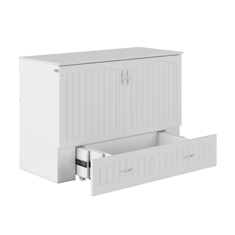 AFI Southampton Murphy Modern Solid Wood Full Bed Chest with Mattress in White