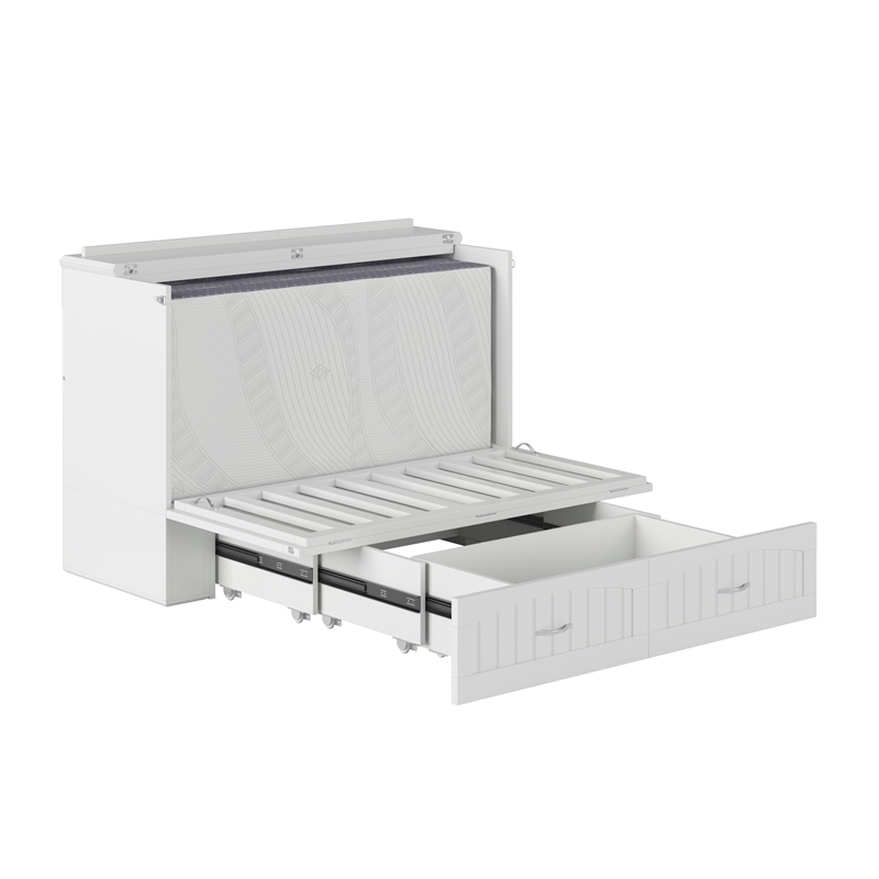 AFI Southampton Murphy Modern Solid Wood Full Bed Chest with Mattress in White