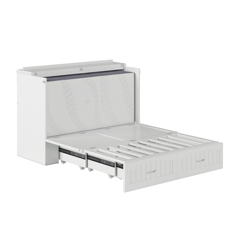 AFI Southampton Murphy Modern Solid Wood Full Bed Chest with Mattress in White