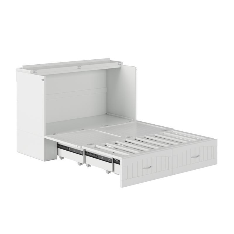 AFI Southampton Murphy Modern Solid Wood Full Bed Chest with Mattress in White