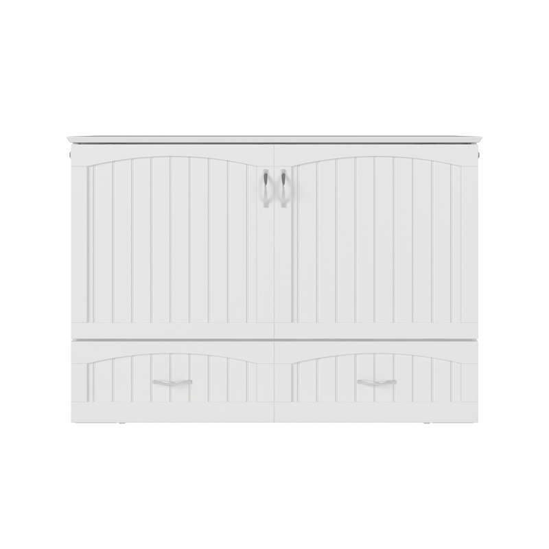 AFI Southampton Murphy Modern Solid Wood Full Bed Chest with Mattress in White