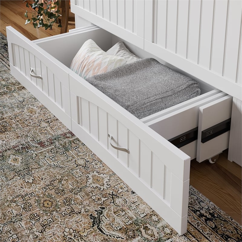 AFI Southampton Murphy Modern Solid Wood Full Bed Chest with Mattress in White