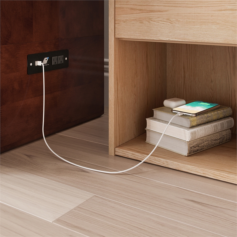 AFI Southampton Murphy Modern Solid Wood Full Bed Chest with Mattress in Walnut