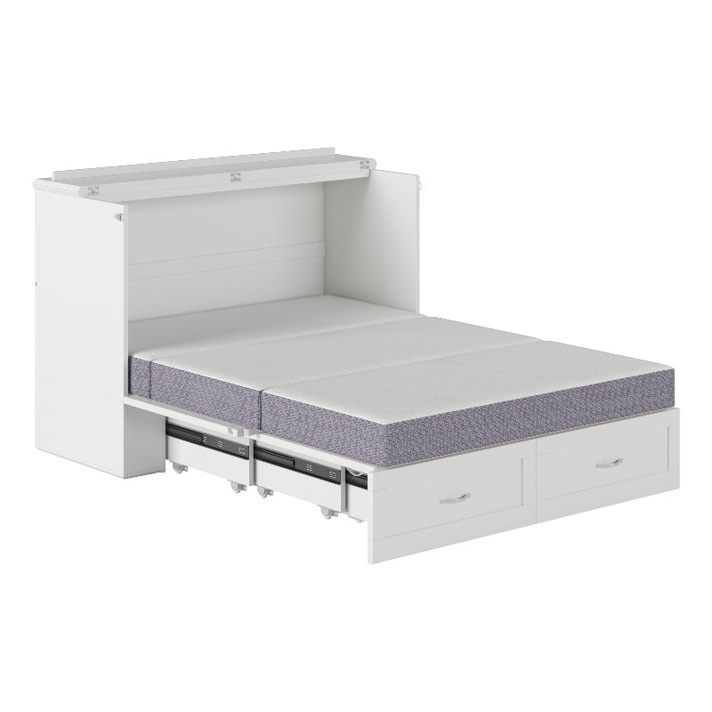 AFI Hamilton Full Solid Wood Murphy Bed Chest with Built-In Charger in White