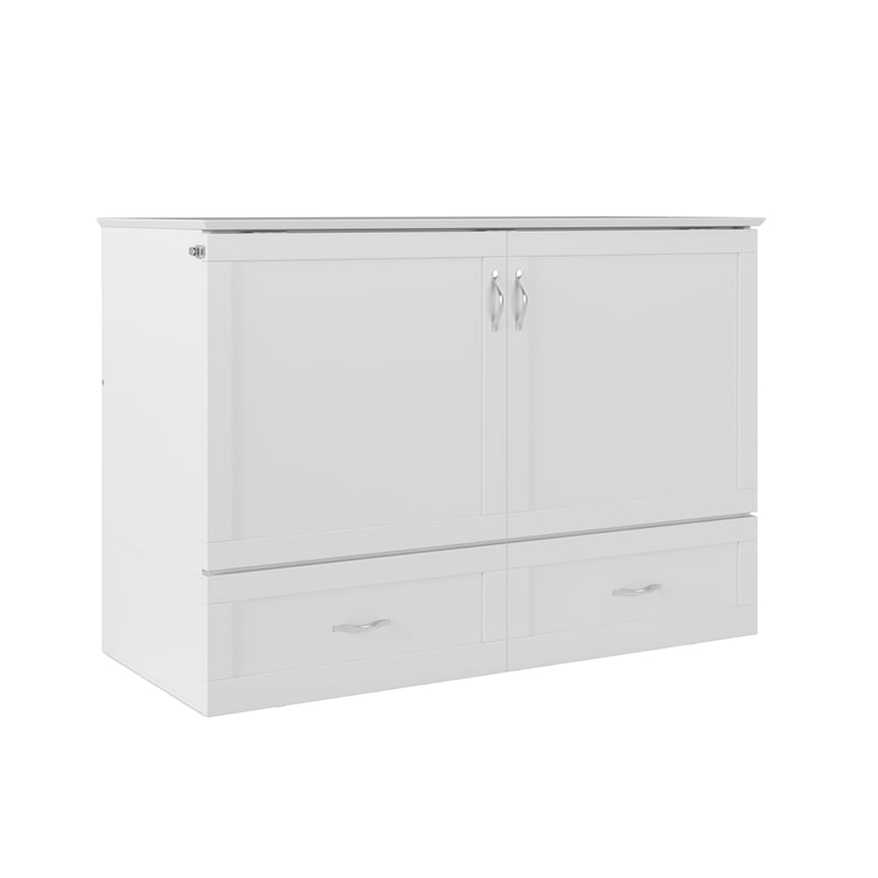 AFI Hamilton Full Solid Wood Murphy Bed Chest with Built-In Charger in White