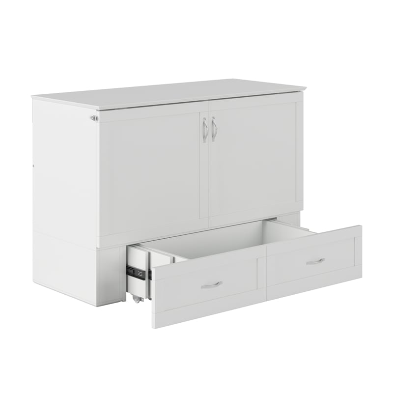 AFI Hamilton Full Solid Wood Murphy Bed Chest with Built-In Charger in White