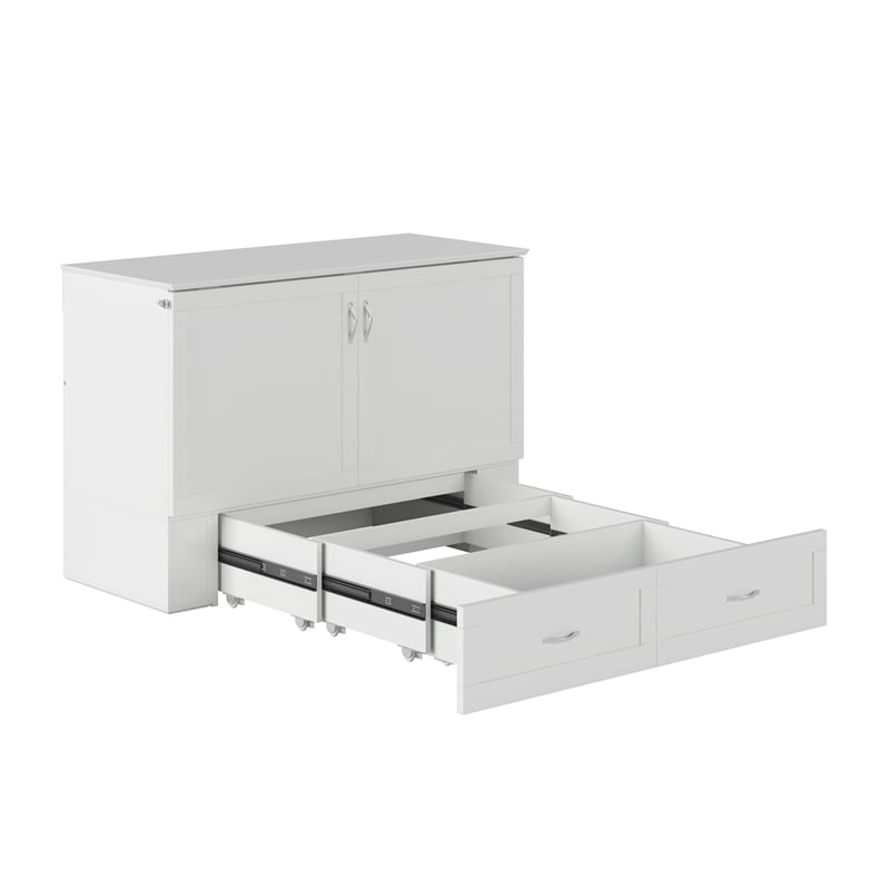 AFI Hamilton Full Solid Wood Murphy Bed Chest with Built-In Charger in White