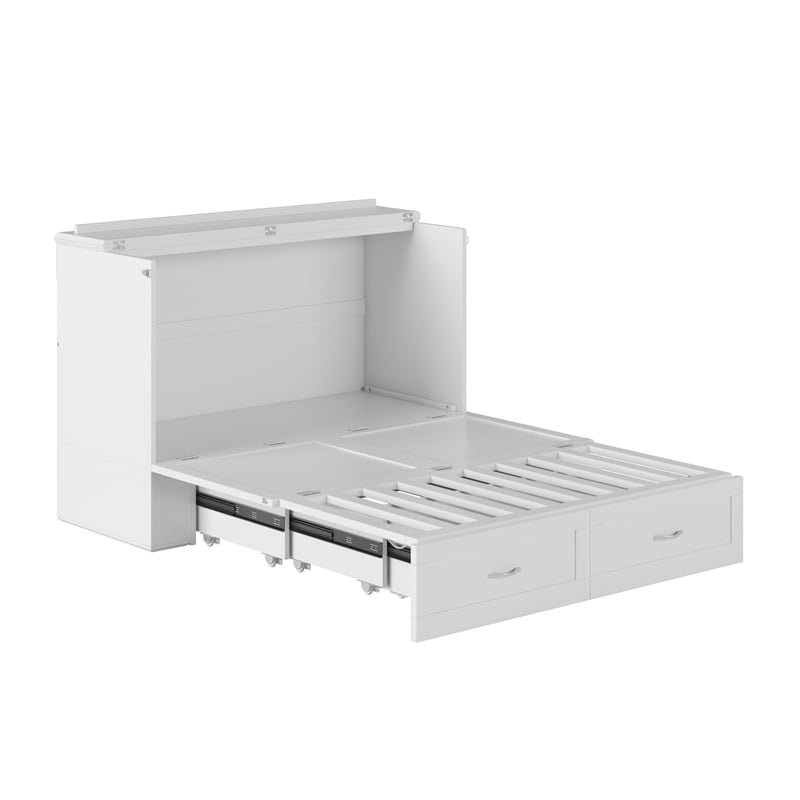 AFI Hamilton Full Solid Wood Murphy Bed Chest with Built-In Charger in White