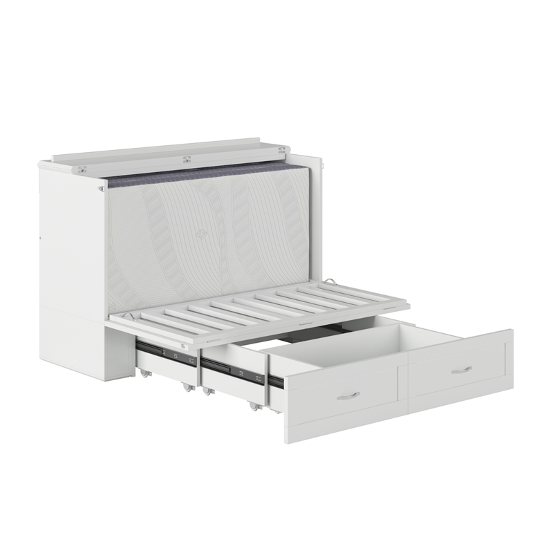 AFI Hamilton Full Solid Wood Murphy Bed Chest with Built-In Charger in White