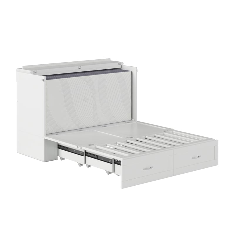 AFI Hamilton Full Solid Wood Murphy Bed Chest with Built-In Charger in White